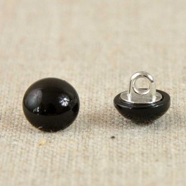 Bouton perle demi-boule 9 mm noir sur pied