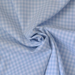 Tissu coton carreaux bleu clair vichy couture chemise
