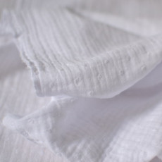 Tissu double-gaze coton Bio plumetis blanc lange bébé