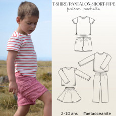 Patron couture t-shirt marinière, pantalon, short, jupe enfant bébé 2-10 ans