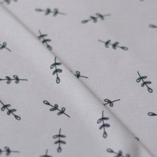 Tissu Bio jersey coton feuilles gris