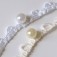 Bande boutons à coudre sur robe de mariée avec boutons perle blanc 12 mm et champagne 12 mm