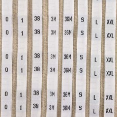 Size woven labels (or numbered) by the meter