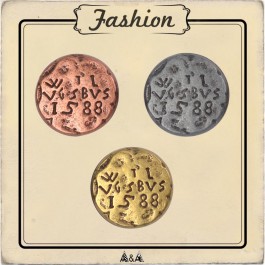 Bouton cuivre, bronze ou argent gravé 