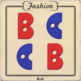 Bouton lettre b et c rouge et bleu pour enfant 