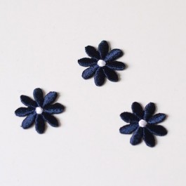 Ecusson fleurs brodées bleu marine à thermocooler
