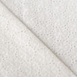 Tissu coton brodé blanc cassé pas cher