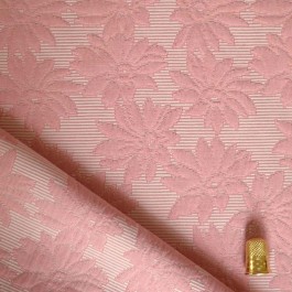 Tissu piqué damassé à fleurs coloris flamant rose