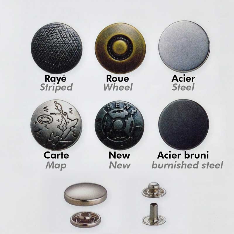 bouton pression 10 mm métal couleur acier brillant diamètre 10 mm ensemble  de 4 pièces par bouton
