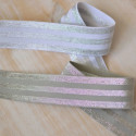 Élastique à bandes lurex 40 mm gris & blanc