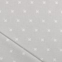 Tissu coton gris clair à croix blanches