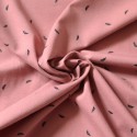 Tissu jersey Bio rose imprimé plumes