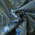 Tissu velours imprimé fleurs gris