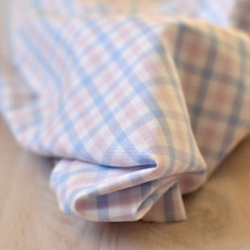 Tissu à carreaux rose et bleu clair coton pour chemise, pyjama