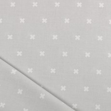 Tissu coton Cotton and steel gris à croix blanches