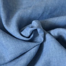 Tissu lin bleu jean naturel 