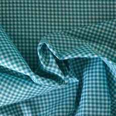 Tissu de coton à motif carreaux bleu