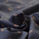 Tissu sergé fin marine fleurs terracotta coton Bio
