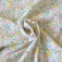 Tissu fleurs jaune, rose, vert, bleu printemps fond blanc Coton Bio