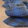 Tissu grands carreaux bleu et gris anthracites coton recyclé 