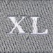 Étiquettes de taille adulte blanc sur gris XL