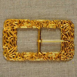 Boucle de ceinture métal à brindilles dorées