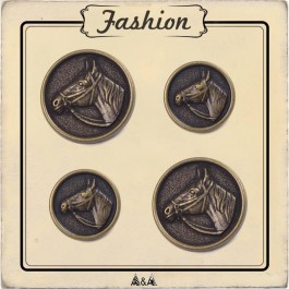 Bouton métal Cheval équitation, 15 et 20 mm de diamètre