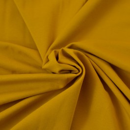 Tissu jersey bio jaune moutarde au mètre