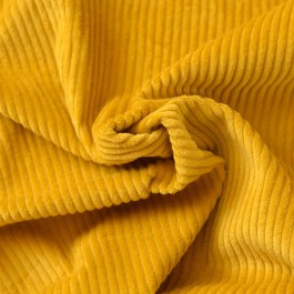 Tissu velours grosses côtes jaune moutarde