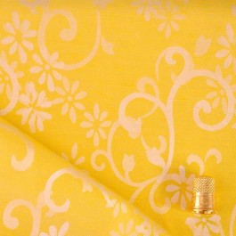 Coupon de 70 cm de tissu damassé jaune à base colorée