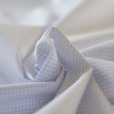 Tissu blanc à petits carreaux bleu écolier en coton Bio