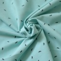 Tissu jersey Bio vert menthe imprimé plumes