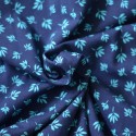 Tissu jersey bleu marine imprimé feuilles