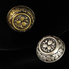 Bouton métal rond motif fleur 15 mm