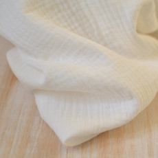 Tissu double-gaze coton Bio blanc cassé au mètre pas cher
