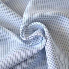 Tissu rayures lin coton bleues pour chemise