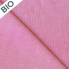 Tissu rayé rose coton bio 
