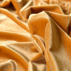 Tissu velours fleurs incrustées jaune ocre