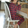 Pyjama enfant carreaux patron couture 2 au 16 ans, ici en 9 ans à carreaux rouge en coton recyclé