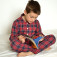 Pyjama enfant carreaux patron couture 2 au 16 ans, ici en 9 ans à carreaux rouge en coton recyclé