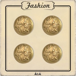 Bouton or en métal avec relief feuillage et branche