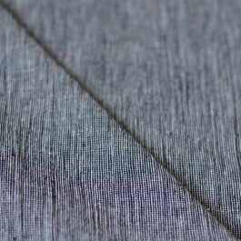 Tissu lin et coton à rayures bleu marine crepon