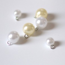 Bouton perle boule nacré ivoire et blanc 8 mm et 12 mm