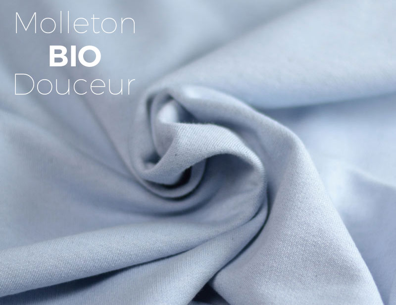 Molleton coton bio bleu clair