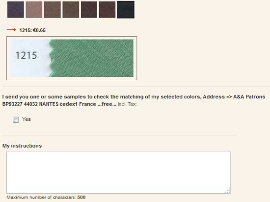 Option: I send my sample for checking the color shade